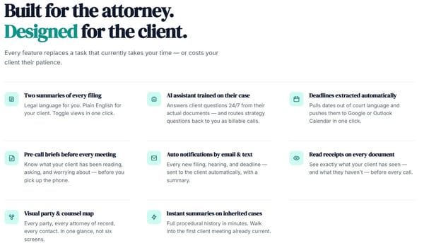 DocketBreeze has every feature the attorney and their client needs, and for a fraction of the price.