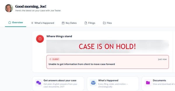 When a client's case gets put on HOLD, they can't miss it in DocketBreeze.